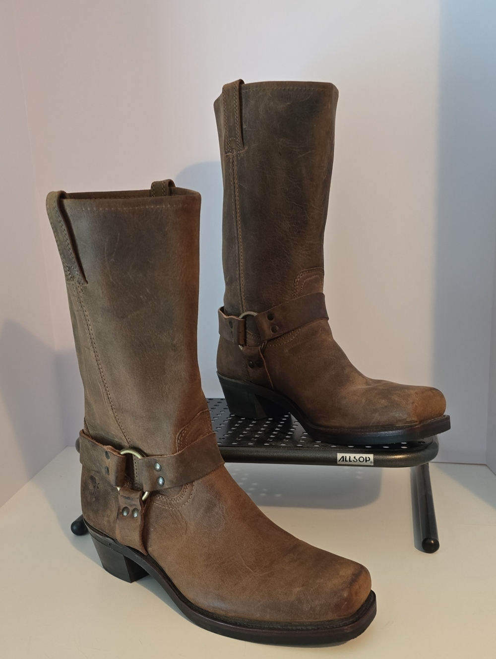 Frye Brown Leather Mid-Calf Harness Boots 12R Women's Size 11